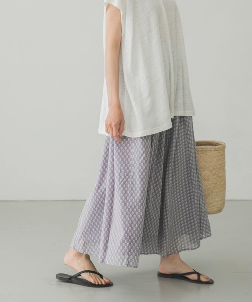 かぐれ（カグレ）の「小紋柄プリントスカート（スカート・レディース・グレー/ミント・FREE）」の9枚目の写真