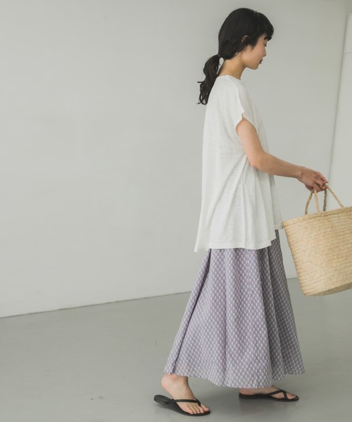 かぐれ（カグレ）の「小紋柄プリントスカート（スカート・レディース・グレー/ミント・FREE）」の5枚目の写真
