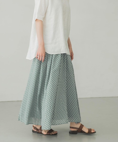 かぐれ（カグレ）の「小紋柄プリントスカート（スカート・レディース・グレー/ミント・FREE）」の10枚目の写真
