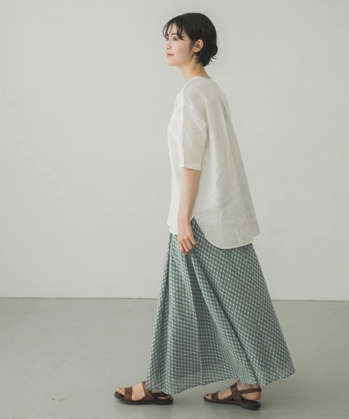 かぐれ（カグレ）の「小紋柄プリントスカート（スカート・レディース・グレー/ミント・FREE）」の6枚目の写真