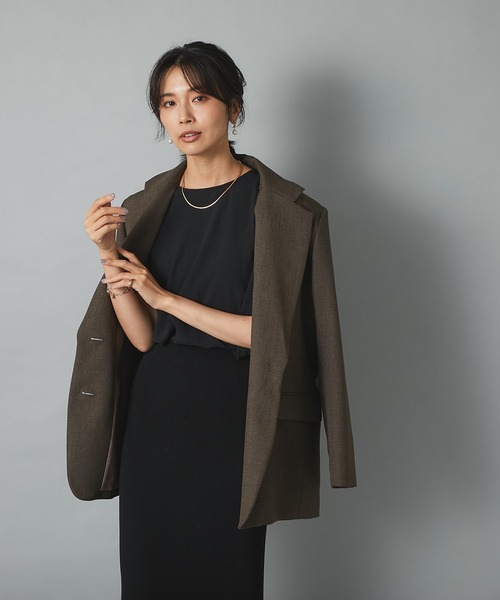 RIVE DROITE（リヴドロワ）の「カジュアルにも、キレイめにもマッチする　シャークツイードBIG ジャケット（テーラードジャケット・レディース・ベージュ/ブラウン・FREE）」の12枚目の写真