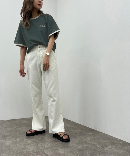 apres jour mignon（アプレジュールミニョン）の「サイドスリットフレアデニム 【ZOZOTOWN限定アイテム】（デニムパンツ・レディース・ブラック/グレー系その他/ライトブルー/オフホワイト・X-LARGE/SMALL/LARGE/MEDIUM）」の9枚目の写真