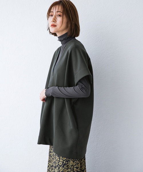 A part by(アパートバイ)の「ボンディングVベスト 218268(ベスト・レディース・チャコールグレー/アイボリー・FREE)」の11枚目の写真