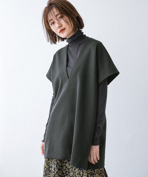 A part by(アパートバイ)の「ボンディングVベスト 218268(ベスト・レディース・チャコールグレー/アイボリー・FREE)」の12枚目の写真