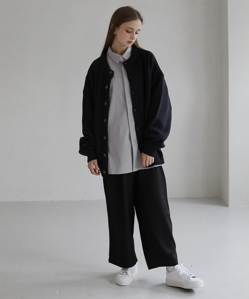 LILL（リル）の「ポリトロビッグシルエット比翼付きトロミ長袖シャツ（シャツ/ブラウス・メンズ・ホワイト/ブラック/グレー/グレー系・S/M/L/XL）」の17枚目の写真