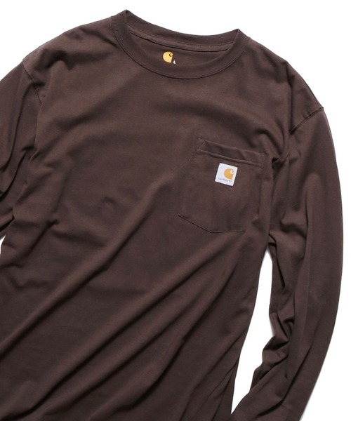 Carhartt（カーハート）の「carhartt/カーハート LOOSE FIT Workwear Pocket Long-Sleeve T-Shirts ビッグシルエット 無地 ワンポイント ポケットロンT（Tシャツ/カットソー・メンズ・ブラック/ダークブラウン/ネイビー/グリーン/ヘザーグレー/バーガンディー/チャコール・S/M/L/XL）」の5枚目の写真
