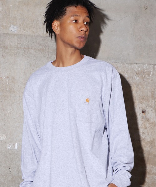 Carhartt（カーハート）の「carhartt/カーハート LOOSE FIT Workwear Pocket Long-Sleeve T-Shirts ビッグシルエット 無地 ワンポイント ポケットロンT（Tシャツ/カットソー・メンズ・ブラック/ダークブラウン/ネイビー/グリーン/ヘザーグレー/バーガンディー/チャコール・S/M/L/XL）」の22枚目の写真