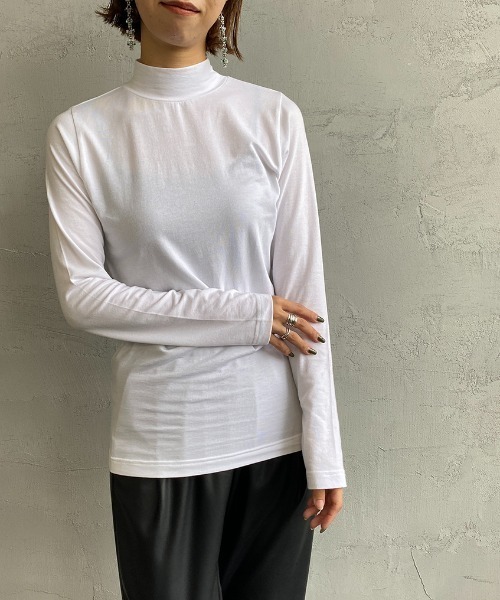 HANES（ヘインズ）の「[HANES/ヘインズ] UNDIES PLUS+ スキンコントロール モックネックTシャツ（Tシャツ/カットソー・レディース・ホワイト/ブラック・F）」の6枚目の写真