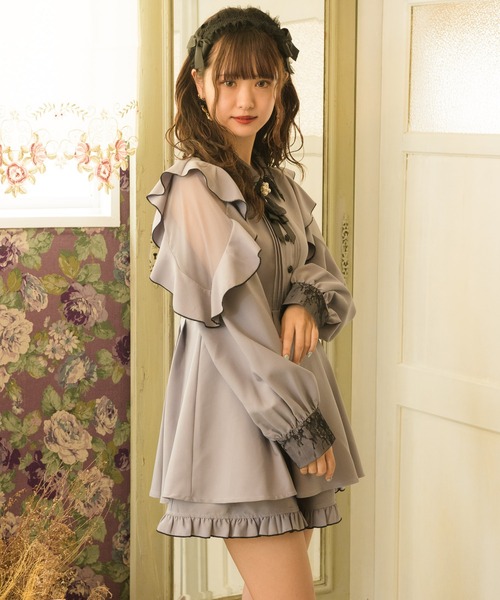 ROJITA（ロジータ）の「配色レースシアー切替セットアップ（セットアップ・レディース・ピンク/ブラック/グレー・FREE）」の15枚目の写真