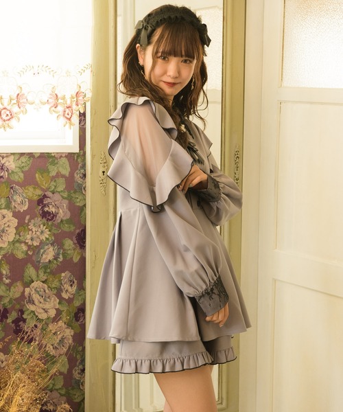 ROJITA（ロジータ）の「配色レースシアー切替セットアップ（セットアップ・レディース・ピンク/ブラック/グレー・FREE）」の16枚目の写真