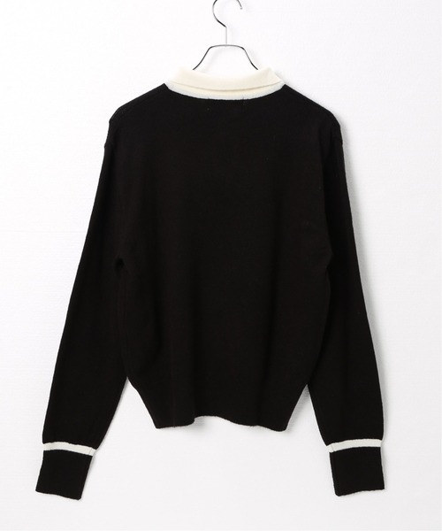 ROCKET x LUNCH（ロケットアンドランチ）の「【ROCKET × LUNCH/ロケット ランチ】 KEY HOLE NECK COLLAR KNIT（ニット/セーター・レディース・ブラック/ブラウン・SMALL）」の3枚目の写真