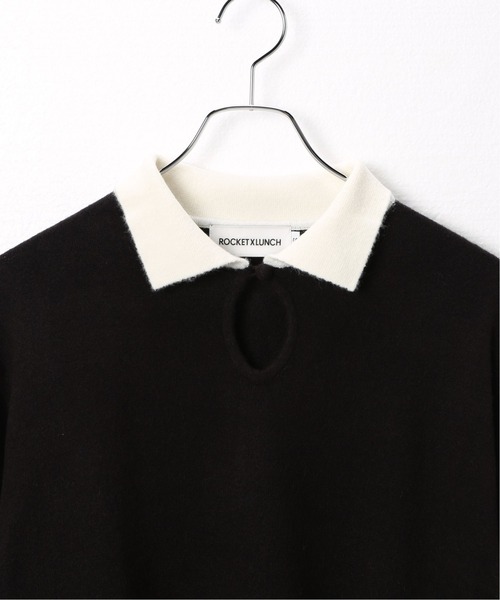 ROCKET x LUNCH（ロケットアンドランチ）の「【ROCKET × LUNCH/ロケット ランチ】 KEY HOLE NECK COLLAR KNIT（ニット/セーター・レディース・ブラック/ブラウン・SMALL）」の4枚目の写真