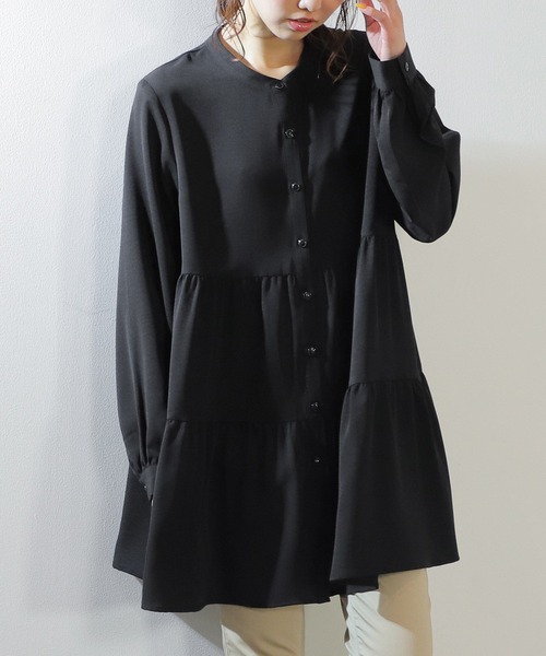 Honeys(ハニーズ)の「ティアードブラウス(シャツ/ブラウス・レディース・アイボリー/ブルー系その他/グレイッシュベージュ/ブラック・L/S/LL/M)」の10枚目の写真