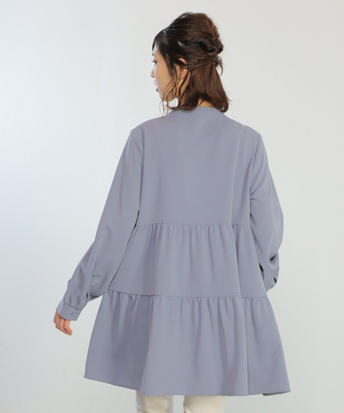 Honeys(ハニーズ)の「ティアードブラウス(シャツ/ブラウス・レディース・アイボリー/ブルー系その他/グレイッシュベージュ/ブラック・L/S/LL/M)」の16枚目の写真