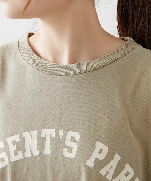 PUAL CE CIN(ピュアルセシン)の「シルケット風天竺フロッキープリントロングスリーブ(Tシャツ/カットソー・レディース・ベージュ/グレー/グリーン/マスタード・FREE)」の9枚目の写真