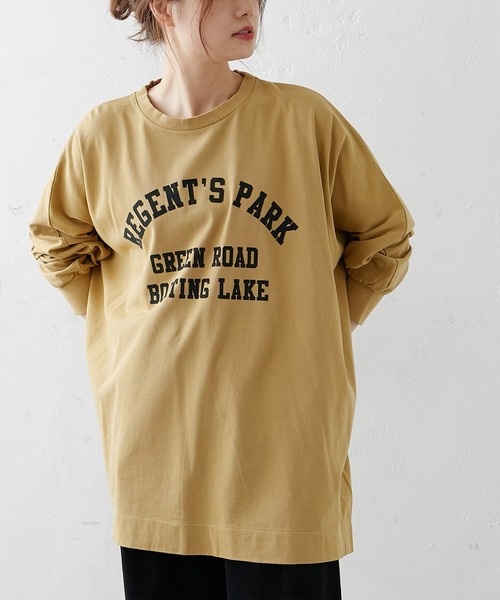 PUAL CE CIN(ピュアルセシン)の「シルケット風天竺フロッキープリントロングスリーブ(Tシャツ/カットソー・レディース・ベージュ/グレー/グリーン/マスタード・FREE)」の19枚目の写真