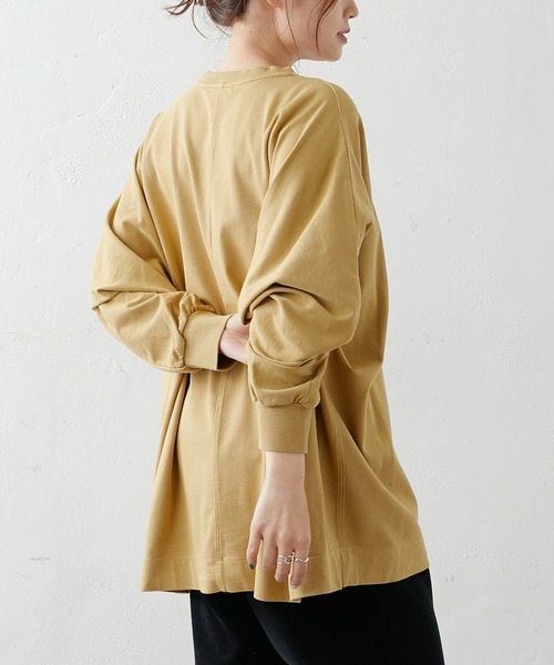 PUAL CE CIN(ピュアルセシン)の「シルケット風天竺フロッキープリントロングスリーブ(Tシャツ/カットソー・レディース・ベージュ/グレー/グリーン/マスタード・FREE)」の11枚目の写真