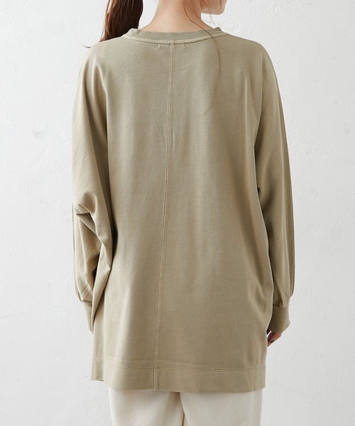 PUAL CE CIN(ピュアルセシン)の「シルケット風天竺フロッキープリントロングスリーブ(Tシャツ/カットソー・レディース・ベージュ/グレー/グリーン/マスタード・FREE)」の12枚目の写真