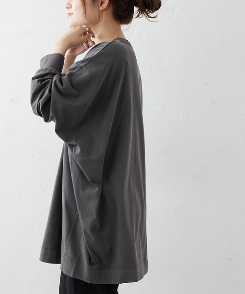 PUAL CE CIN(ピュアルセシン)の「シルケット風天竺フロッキープリントロングスリーブ(Tシャツ/カットソー・レディース・ベージュ/グレー/グリーン/マスタード・FREE)」の10枚目の写真