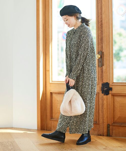 le.coeur blanc（ルクールブラン）の「フラワーレオパードギャザーワンピース（ワンピース・レディース・ブルー系その他4/グレー系その他4・38）」の14枚目の写真