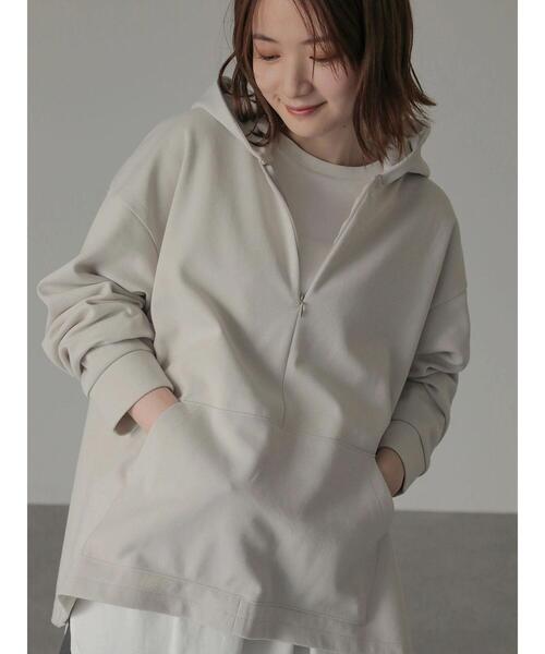 AMERICAN HOLIC（アメリカンホリック）の「ハーフZIPフーディーポンチプルオーバー（Tシャツ/カットソー・レディース・ライトグレー/ダークネイビー・M/L）」の6枚目の写真