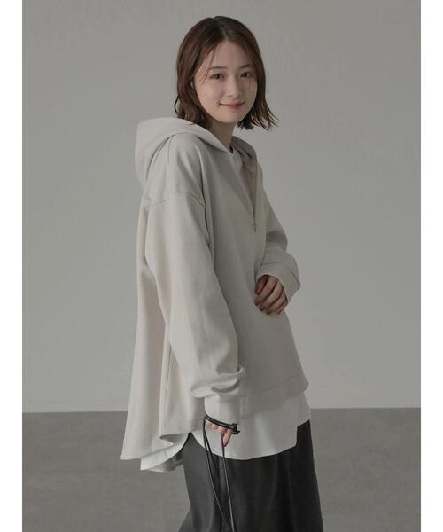 AMERICAN HOLIC（アメリカンホリック）の「ハーフZIPフーディーポンチプルオーバー（Tシャツ/カットソー・レディース・ライトグレー/ダークネイビー・M/L）」の8枚目の写真