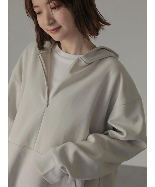 AMERICAN HOLIC（アメリカンホリック）の「ハーフZIPフーディーポンチプルオーバー（Tシャツ/カットソー・レディース・ライトグレー/ダークネイビー・M/L）」の10枚目の写真