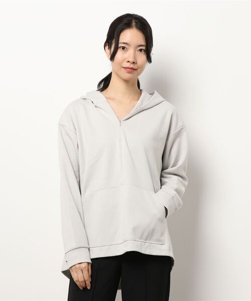 AMERICAN HOLIC（アメリカンホリック）の「ハーフZIPフーディーポンチプルオーバー（Tシャツ/カットソー・レディース・ライトグレー/ダークネイビー・M/L）」の5枚目の写真