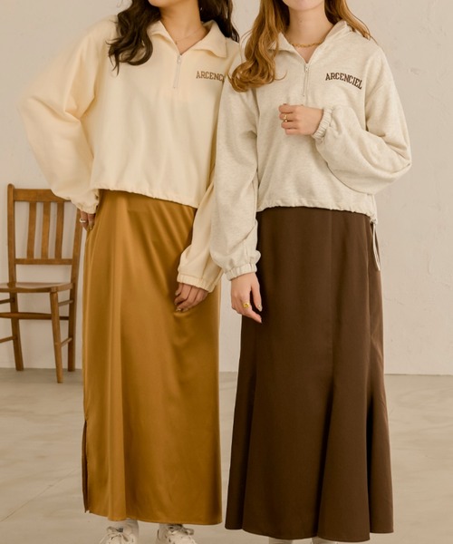 Ambre Neige(アンブルネージュ)の「ロゴハーフジップスウェット/【WEB/EC限定商品】(スウェット・レディース・ライトグレー/アイボリー・FREE)」の1枚目の写真