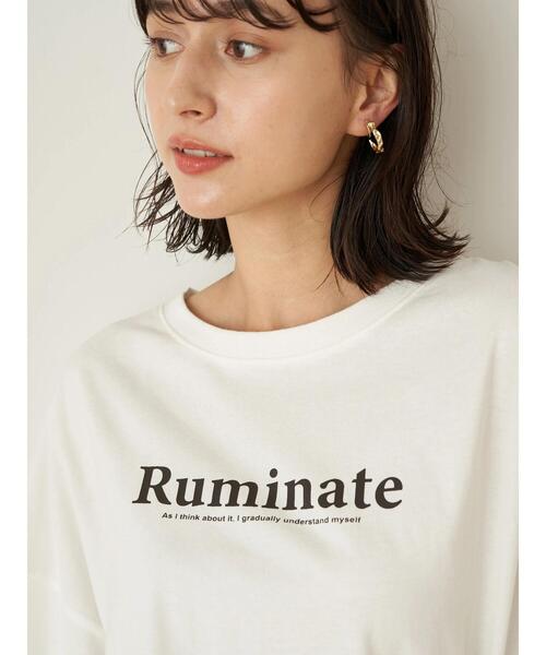 earth music&ecology（アースミュージックアンドエコロジー）の「Ruminateショート長袖プルオーバー ＊（Tシャツ/カットソー・レディース・チャコールグレー/ブラック/オフホワイト・FREE）」の4枚目の写真