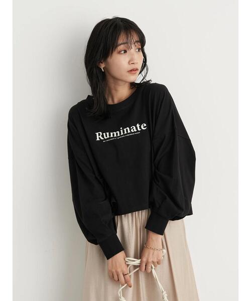 earth music&ecology（アースミュージックアンドエコロジー）の「Ruminateショート長袖プルオーバー ＊（Tシャツ/カットソー・レディース・チャコールグレー/ブラック/オフホワイト・FREE）」の7枚目の写真