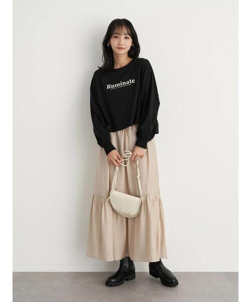 earth music&ecology（アースミュージックアンドエコロジー）の「Ruminateショート長袖プルオーバー ＊（Tシャツ/カットソー・レディース・チャコールグレー/ブラック/オフホワイト・FREE）」の18枚目の写真