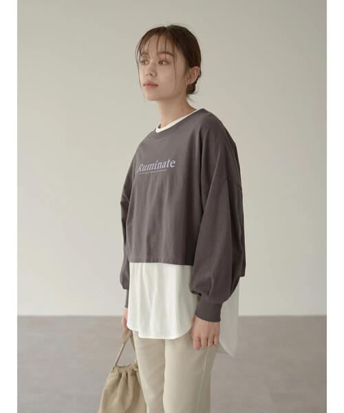 earth music&ecology（アースミュージックアンドエコロジー）の「Ruminateショート長袖プルオーバー ＊（Tシャツ/カットソー・レディース・チャコールグレー/ブラック/オフホワイト・FREE）」の21枚目の写真