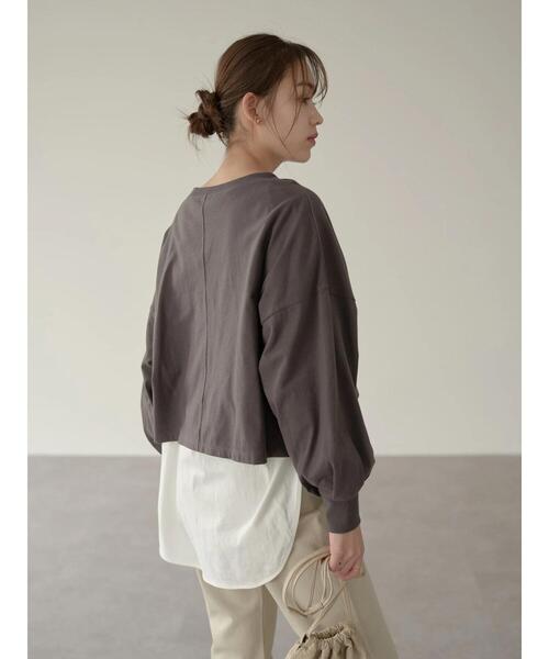 earth music&ecology（アースミュージックアンドエコロジー）の「Ruminateショート長袖プルオーバー ＊（Tシャツ/カットソー・レディース・チャコールグレー/ブラック/オフホワイト・FREE）」の22枚目の写真