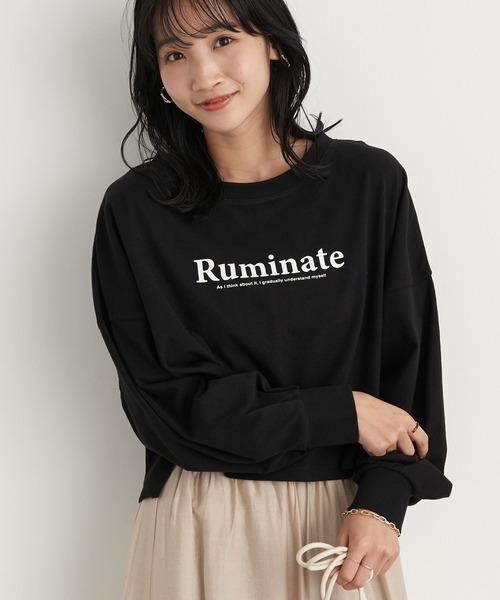 earth music&ecology（アースミュージックアンドエコロジー）の「Ruminateショート長袖プルオーバー ＊（Tシャツ/カットソー・レディース・チャコールグレー/ブラック/オフホワイト・FREE）」の3枚目の写真