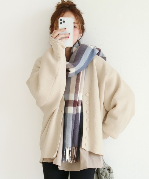 reca（レカ）の「ドルマンニットカーディガン（カーディガン/ボレロ・レディース・テラコッタ/グリーン/アイボリー・M）」の2枚目の写真