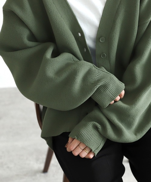 reca（レカ）の「ドルマンニットカーディガン（カーディガン/ボレロ・レディース・テラコッタ/グリーン/アイボリー・M）」の21枚目の写真