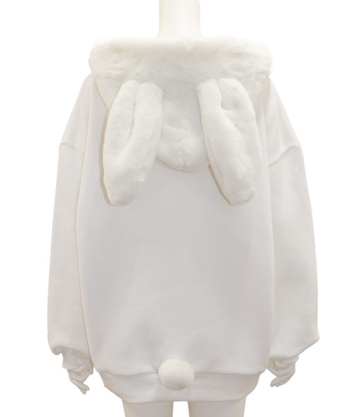 Secret Honey（シークレットハニー）の「ファーうさ耳フード裏起毛パーカー（パーカー・レディース・ブラック/オフホワイト/ラベンダー・FREE）」の9枚目の写真