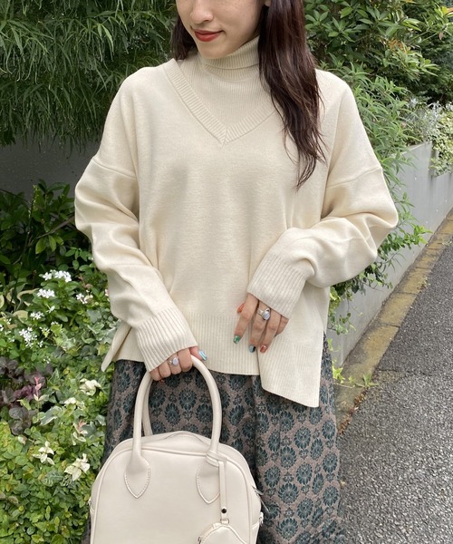 AS KNOW AS PINKY(アズノゥアズピンキー)の「着まわしてセパレートプルオーバー(ニット/セーター・レディース・ブルーグリーン/チャコールグレー/オレンジ/オフホワイト/ライトブルー/ピンクベージュ・FREE)」の2枚目の写真