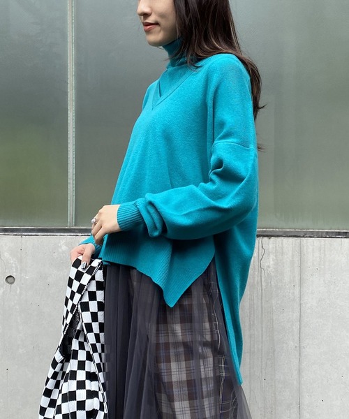 AS KNOW AS PINKY(アズノゥアズピンキー)の「着まわしてセパレートプルオーバー(ニット/セーター・レディース・ブルーグリーン/チャコールグレー/オレンジ/オフホワイト/ライトブルー/ピンクベージュ・FREE)」の4枚目の写真