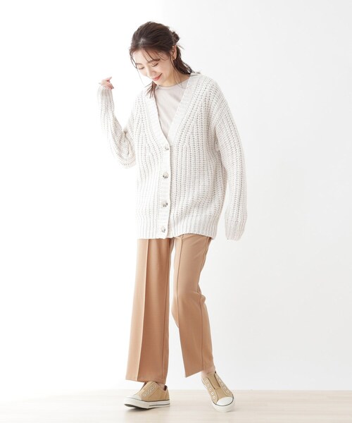 SHOO・LA・RUE（シューラルー）の「◆ざっくり編みニットカーディガン（カーディガン/ボレロ・レディース・ブラック系3/アイボリー系3/ピンク系・00）」の10枚目の写真