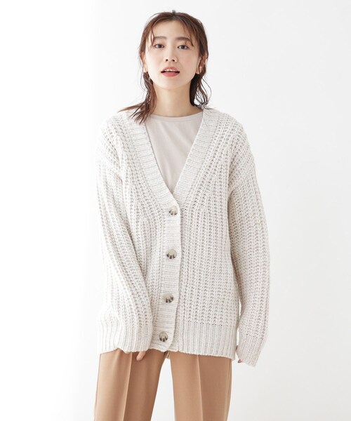 SHOO・LA・RUE（シューラルー）の「◆ざっくり編みニットカーディガン（カーディガン/ボレロ・レディース・ブラック系3/アイボリー系3/ピンク系・00）」の7枚目の写真