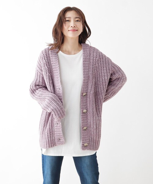 SHOO・LA・RUE（シューラルー）の「◆ざっくり編みニットカーディガン（カーディガン/ボレロ・レディース・ブラック系3/アイボリー系3/ピンク系・00）」の11枚目の写真