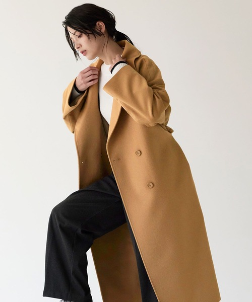 極美品 ビームスエフ チェスターコート ウール キャメル イタリア製 秋冬 48 Filomo チェスターコート レディース ウール コート アウター カシミヤ