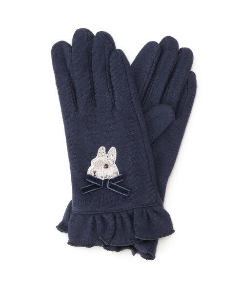 DRESKIP（ドレスキップ）の「◆【シアバター加工】 ウサギ刺繍グローブ（手袋・レディース・ネイビー/ライトベージュ/サンドベージュ/グレー・00）」の4枚目の写真