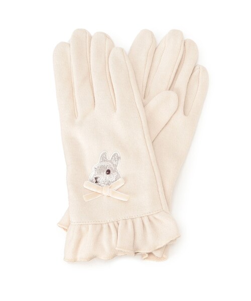 DRESKIP（ドレスキップ）の「◆【シアバター加工】 ウサギ刺繍グローブ（手袋・レディース・ネイビー/ライトベージュ/サンドベージュ/グレー・00）」の5枚目の写真