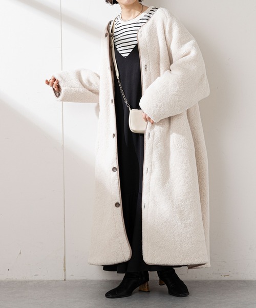 Days デイズ　DAYS リバーシブル　ボア　ロングコート　美品 フレイ アイディー FRAY I.D ボアロングコート （アイボリー