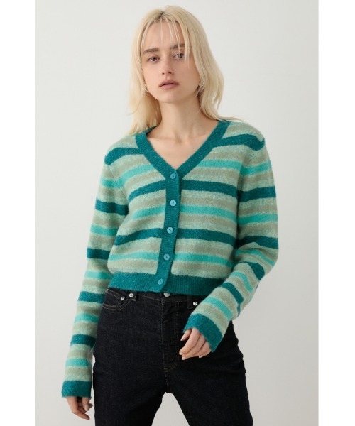 SLY（スライ）の「Sly Skin FLUFFY JQ V/N/C/D Vネック カーディガン（ルームウェア/パジャマ・レディース・ライトベージュ/ターコイズブルー・FREE）」の2枚目の写真