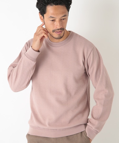 MEN'S BIGI（メンズビギ）の「フクレヘリンボーンカットソー（Tシャツ/カットソー・メンズ・オフホワイト/ブラック/サーモンピンク・01/02/03）」の8枚目の写真