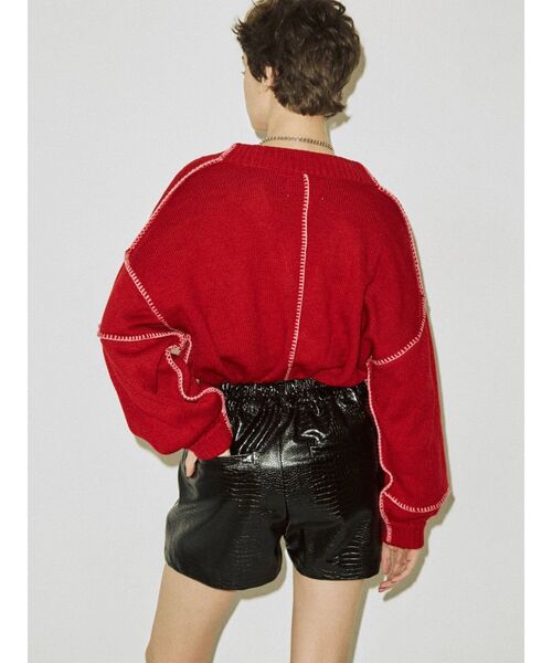 jouetie（ジュエティ）の「深Vネックドッキングニット（ニット/セーター・レディース・ライトブルー/ブラック/レッド/グリーン・MEDIUM）」の17枚目の写真